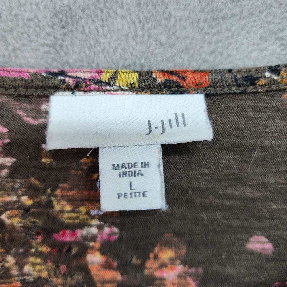 J. Jill Tunic Blouse Women's LARGE Petite Layered Brown Floral Top Career Casual - Picture 10 of 15